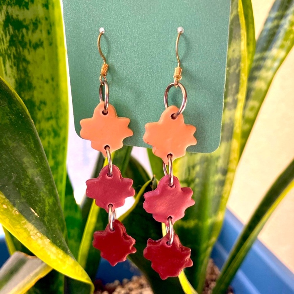 Red and Orange Flower Dangle Earrings